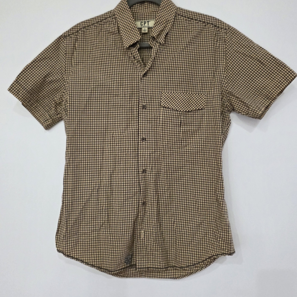 Men's Tan Checkered Casual Shirt